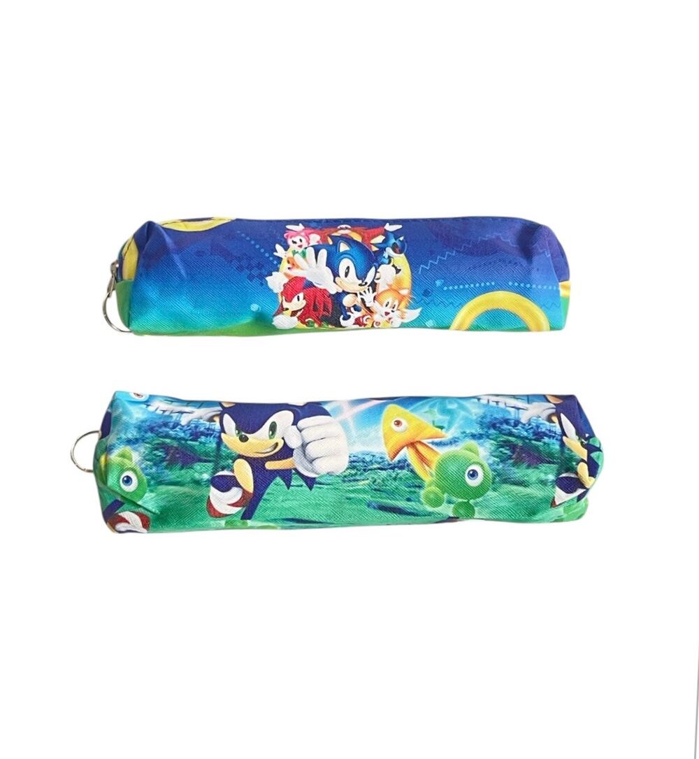 Set of 2 New Sonic the Hedgehog pencil case.